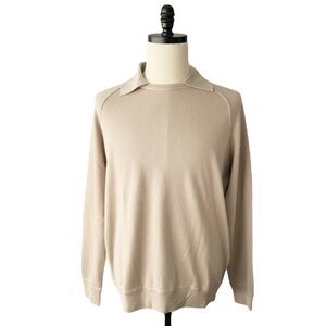 Manrico Cashmere and Silk Collared Sweater in Tan | LARGE